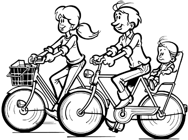 Family bike riding together vinyl sticker. Customize on line.  Bicycles Motorcycles 009-0097  